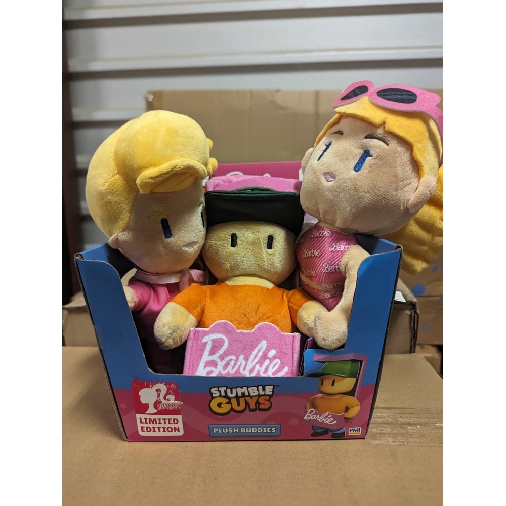 🔥Set Of 3 BARBIE Stumble Guys Plush Buddies 8" LIMITED EDITION With Display